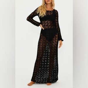 Beach Riot Black Ariana Cotton Crochet Cover Up
